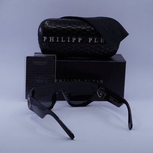 Philipp Plein SPP153 Z42X Sunglasses Black Geometric Frame, Grey Lenses - Picture 10 of 10